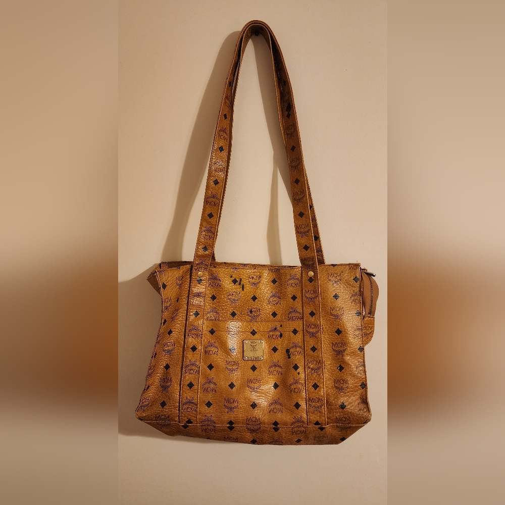 MCM Brown Monogram Shoulder Bag Large